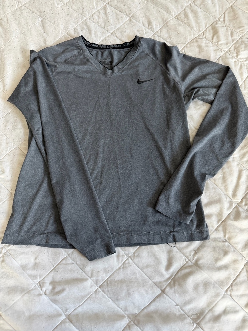 Nike Charcoal V-Neck Long Sleeve Performance Top